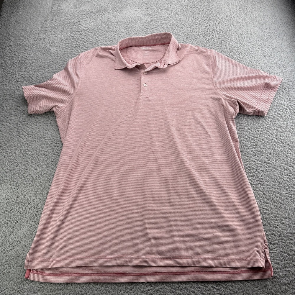 Johnnie O Polo Golf Shirt Mens XL Pink Stripe Landon Nantucket Performance LOGO